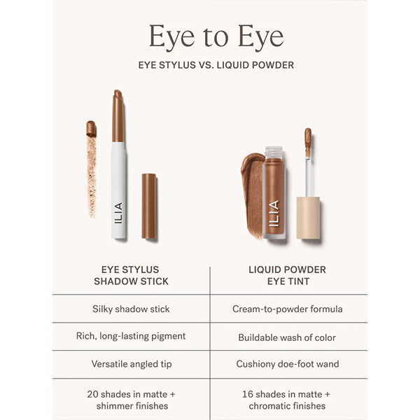 ILIA Beauty - Eye Stylus Shimmer Shadow Stick versus Liquid Powder Eye Tint