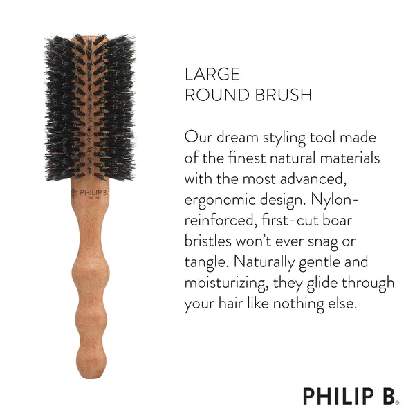 Philip B - Large (65mm) Round Hairbrush - Infographic