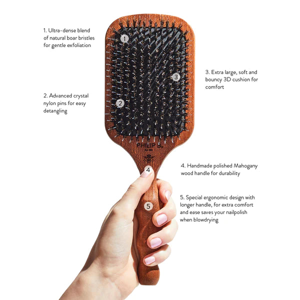 Philip B - Paddle Hairbrush - Infographic